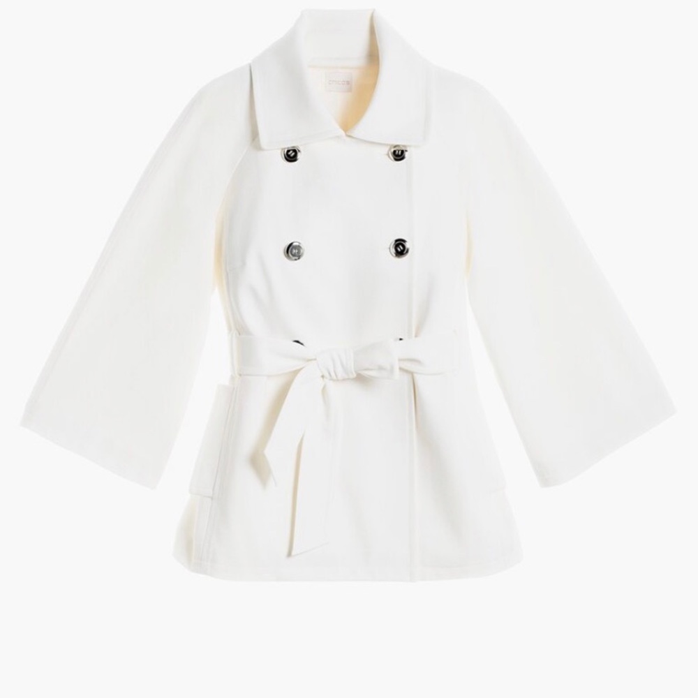 Chicos Petite Retro Ponte Jacket Coat Peacoat with Buttons Size 0P